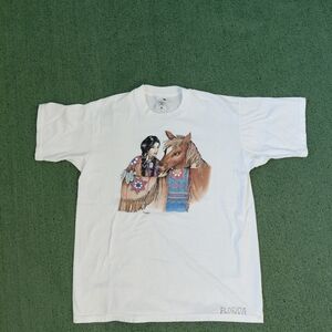 VINTAGE Native American Horse Florida T Shirt Size Large